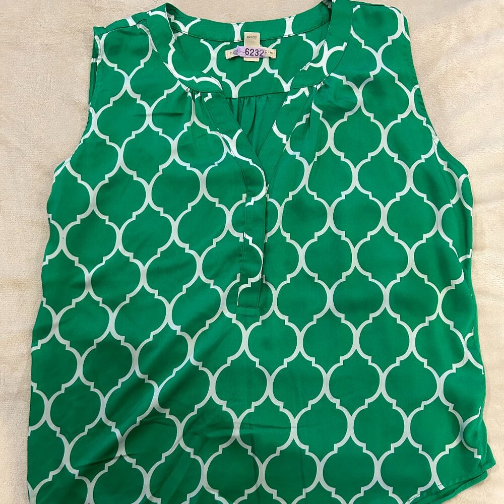 Nanna & Gracie sleeveless blouse XXL green and white